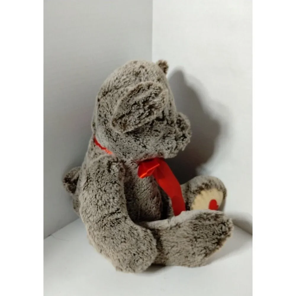 Animal Adventure Vintage Plush Teddy‎ Bear with Red Ribbon & Heart Accent 18 in